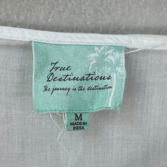 True Destinations Womens Medium White Beach Boho Tunic Dress Seashell Tassels - Picture 3 of 11